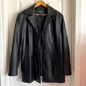 Leather Jacket Blazer Lambskin SOFT Women’s XL Black New York & Company Vintage